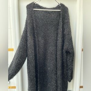 Open-front Metallic Eyelash Cardigan